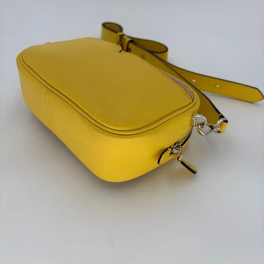 Kate Spade Astrid Yellow Pebbled Leather & Straw Crossbody Bag W/ Dustbag